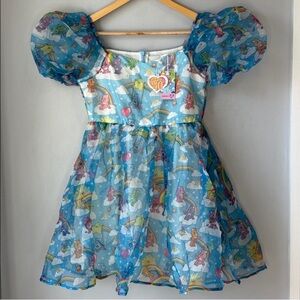 NWT Shein X Care Bears Multicolor Puff Sleeve Graphic Organza Dress